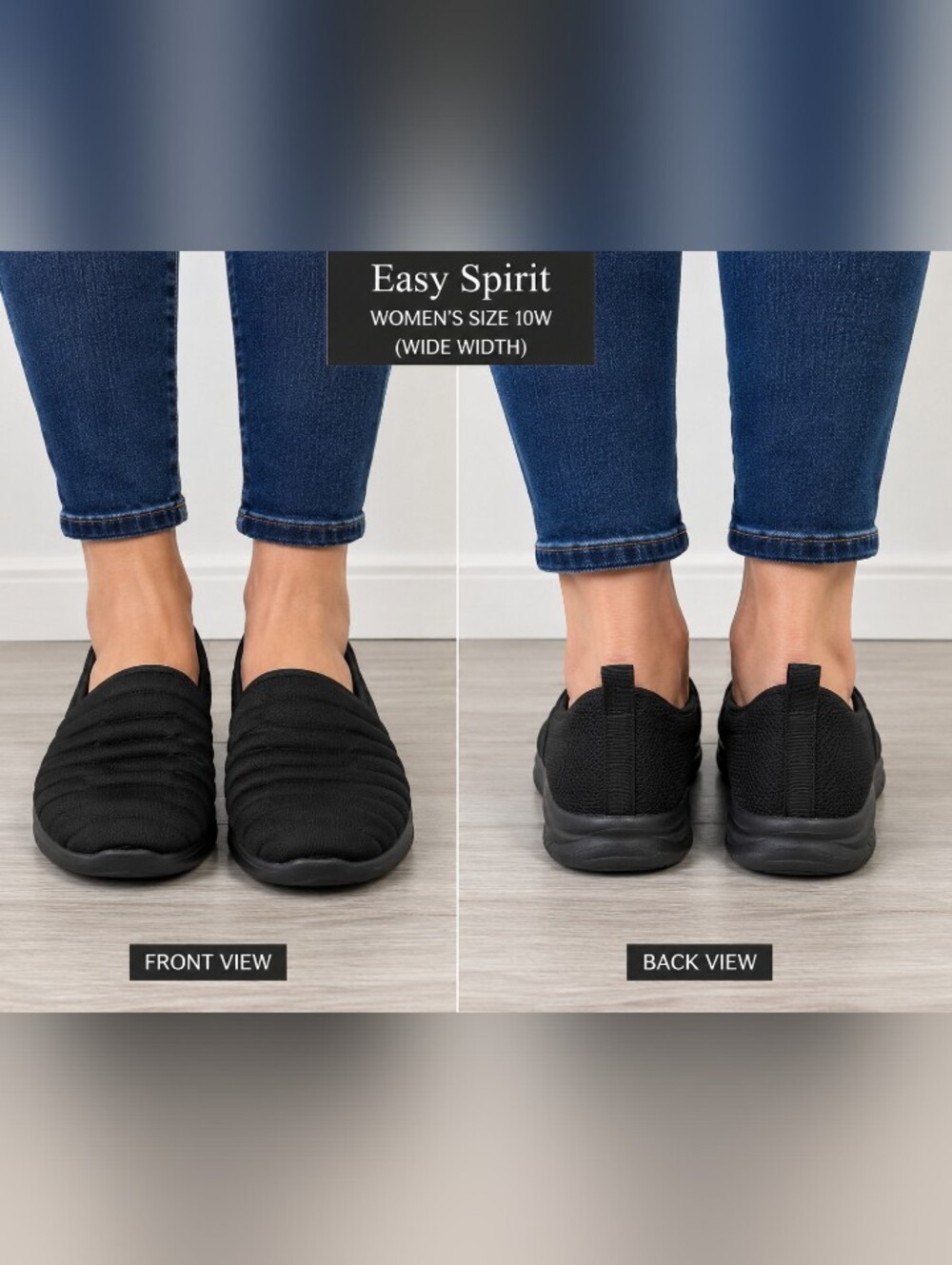 easy spirit womens black comfort slip on shoes wide width 10w lightweight casual